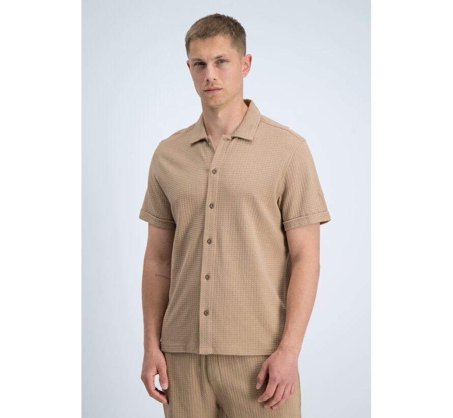 Gabbiano Shirt Shortsleeve Waffle Jacquard Almond (3366322 TIAN - 994)