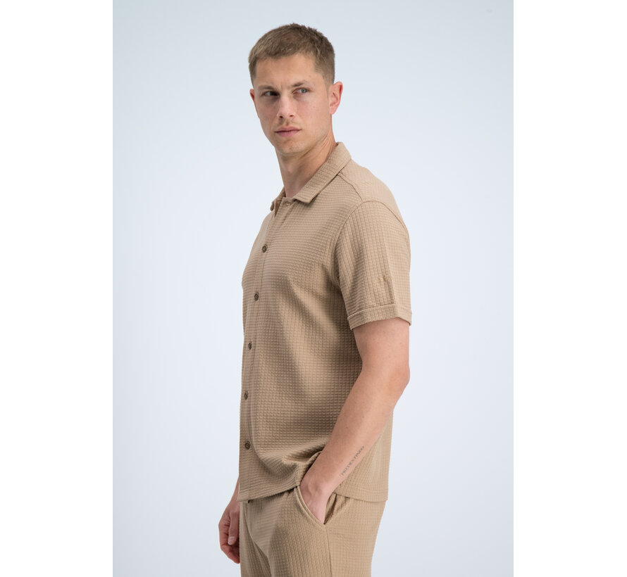 Gabbiano Shirt Shortsleeve Waffle Jacquard Almond (3366322 TIAN - 994)