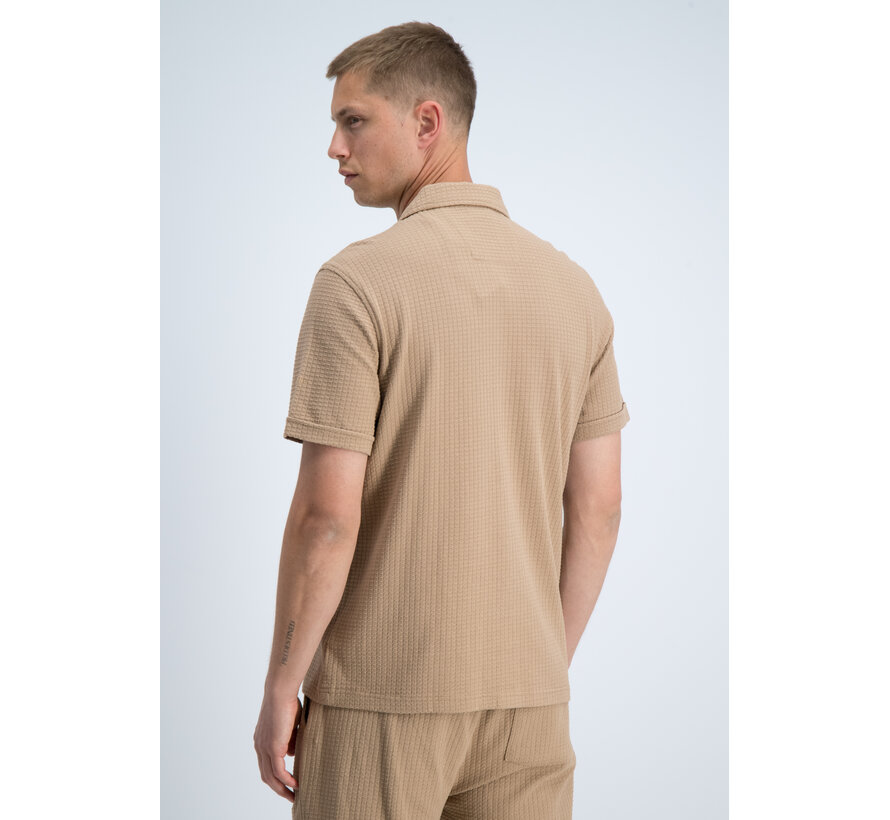 Gabbiano Shirt Shortsleeve Waffle Jacquard Almond (3366322 TIAN - 994)