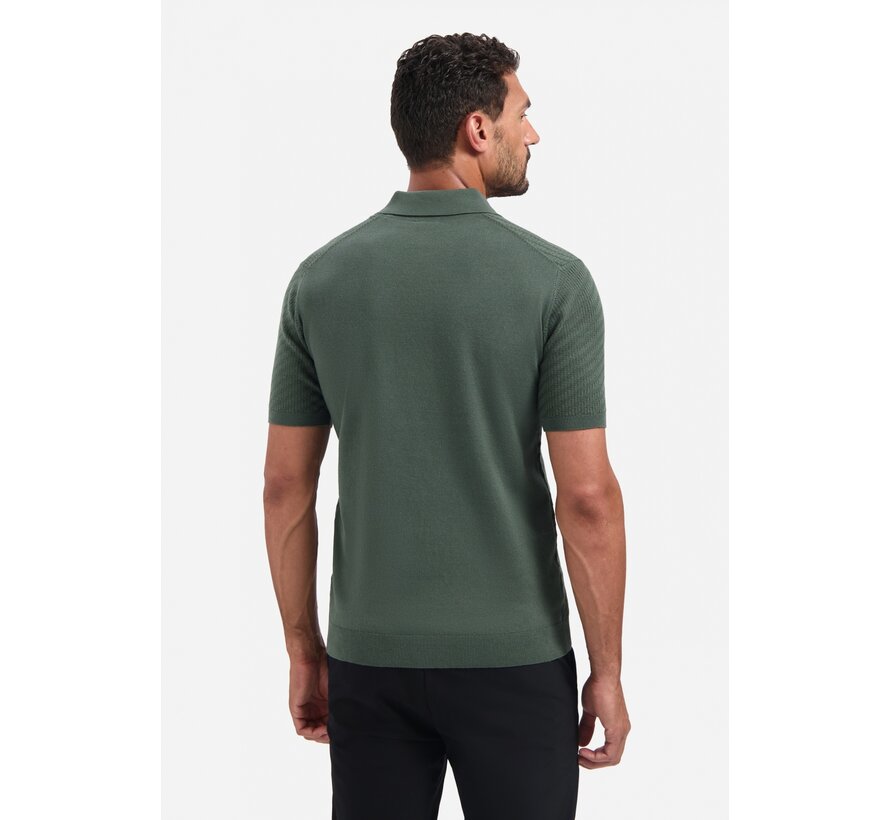 No Excess Pullover Short Sleeve Polo Zip Solid Jacquard Dark Green (29240815 - 052)