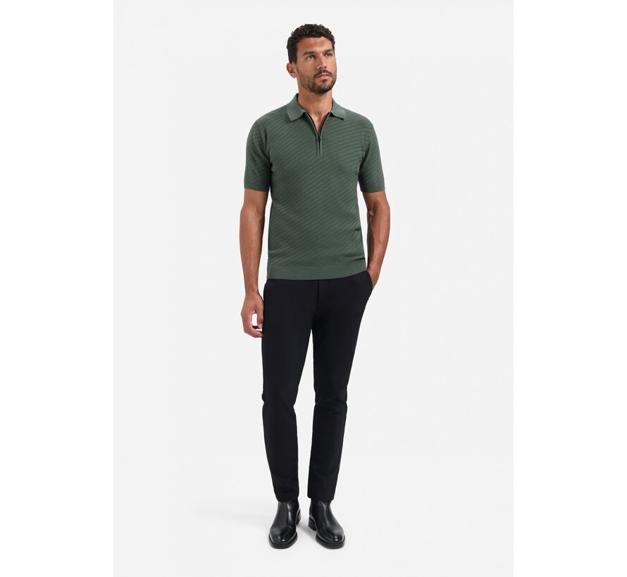 No Excess Pullover Short Sleeve Polo Zip Solid Jacquard Dark Green (29240815 - 052)