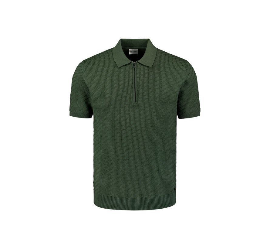 No Excess Pullover Short Sleeve Polo Zip Solid Jacquard Dark Green (29240815 - 052)