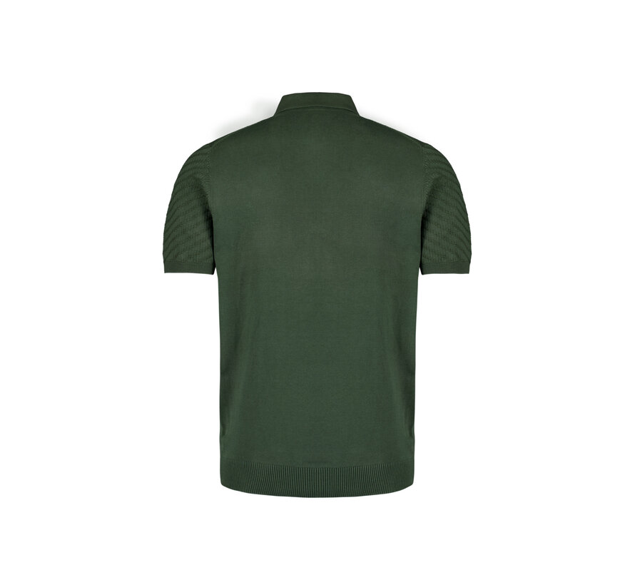 No Excess Pullover Short Sleeve Polo Zip Solid Jacquard Dark Green (29240815 - 052)