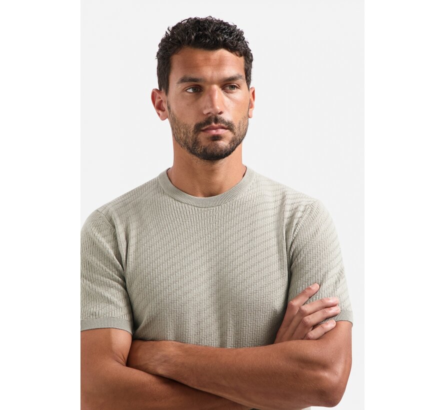 No Excess Pullover Short Sleeve Crewneck Solid Jacquard Clay (29240816 - 018)