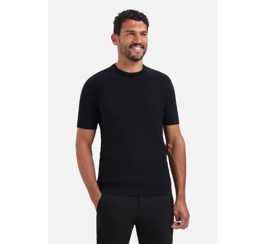 No Excess Pullover Short Sleeve Crewneck Solid Jacquard Black (29240816 - 020)