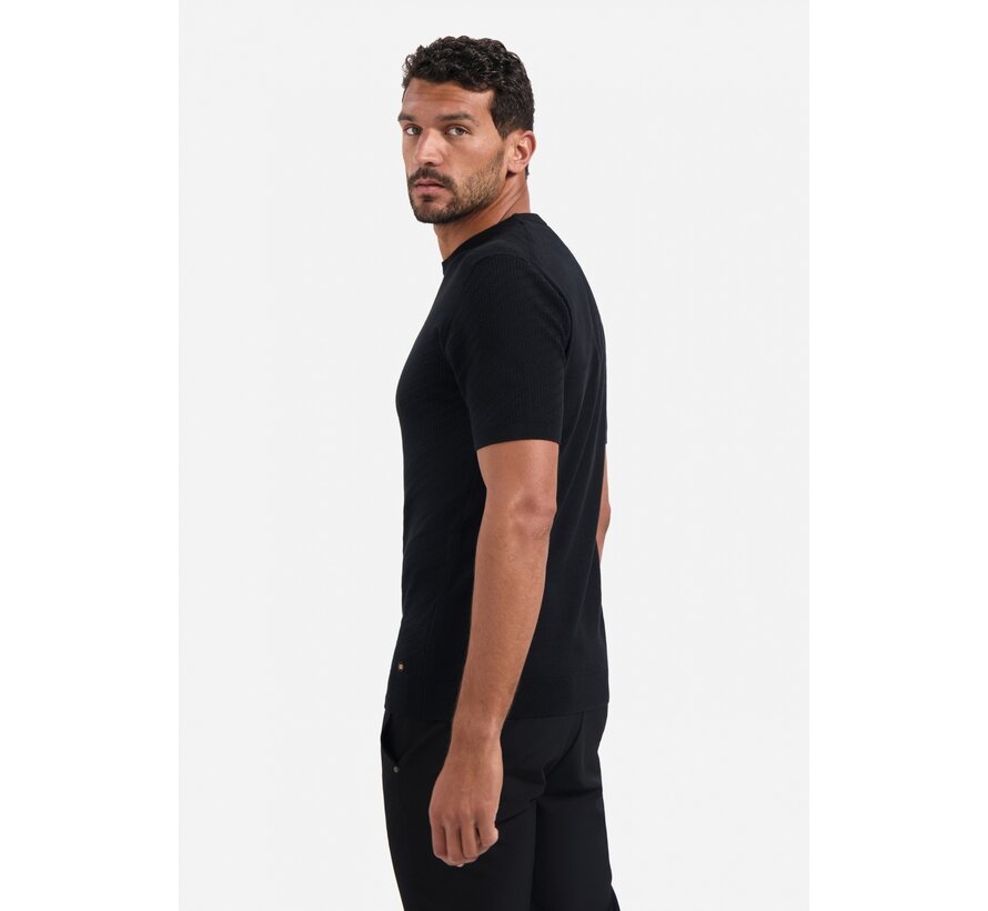 No Excess Pullover Short Sleeve Crewneck Solid Jacquard Black (29240816 - 020)