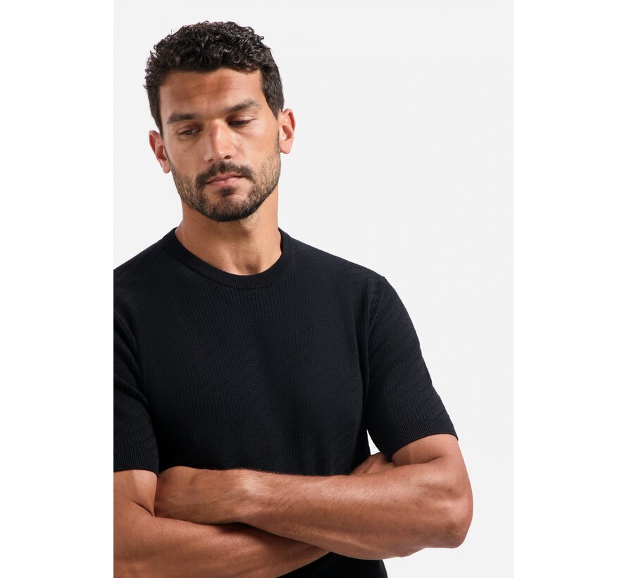 No Excess Pullover Short Sleeve Crewneck Solid Jacquard Black (29240816 - 020)