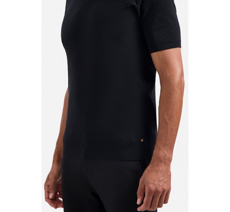 No Excess Pullover Short Sleeve Crewneck Solid Jacquard Black (29240816 - 020)