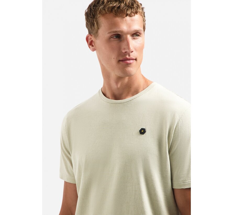 No Excess T-Shirt Crewneck Melange Jacquard Stripes Light Moss (29350708 - 197)