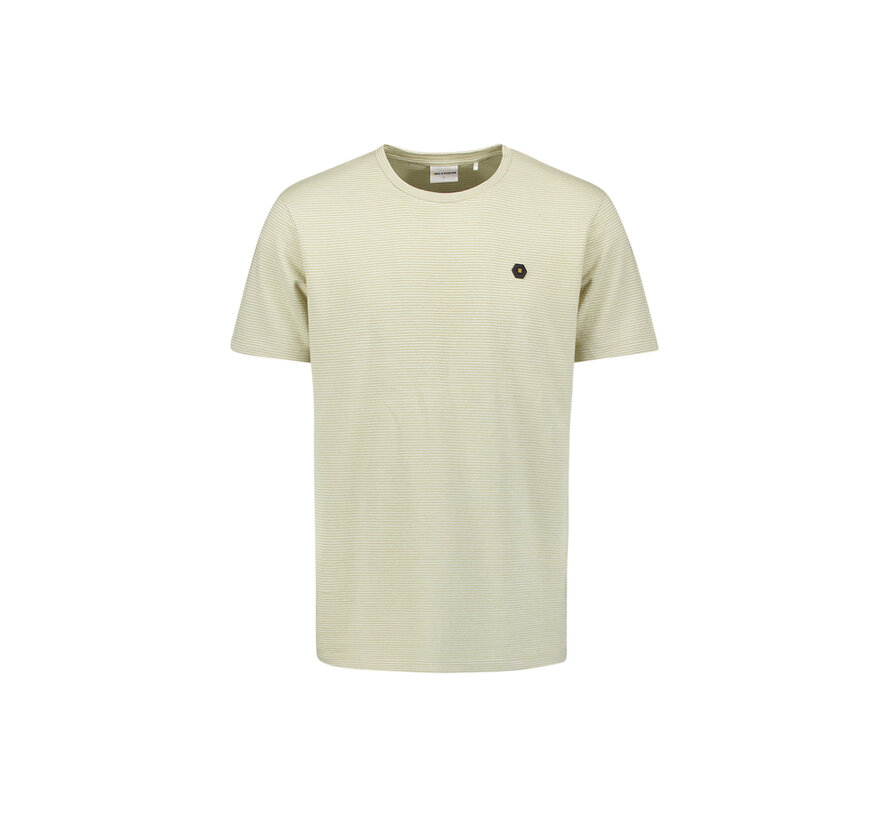 No Excess T-Shirt Crewneck Melange Jacquard Stripes Light Moss (29350708 - 197)