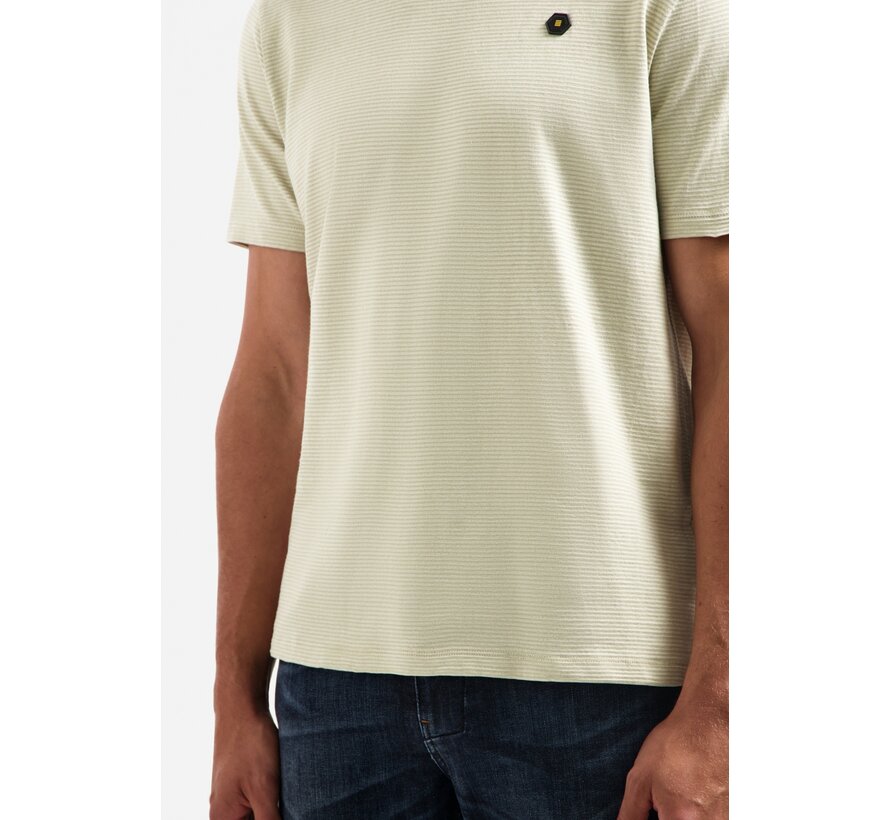 No Excess T-Shirt Crewneck Melange Jacquard Stripes Light Moss (29350708 - 197)