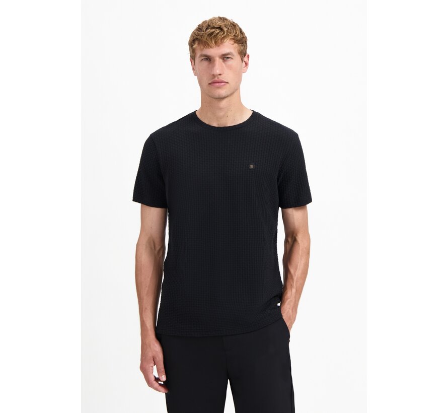 No Excess T-Shirt Crewneck Relief Jacquard Blocks Black (29360791 - 020)