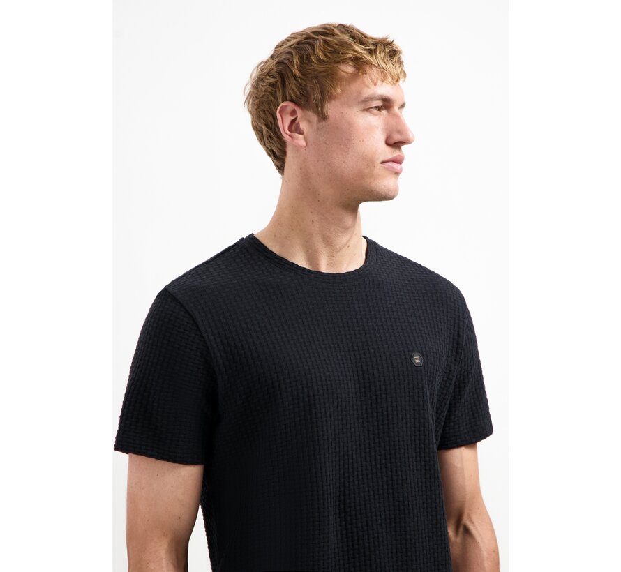 No Excess T-Shirt Crewneck Relief Jacquard Blocks Black (29360791 - 020)