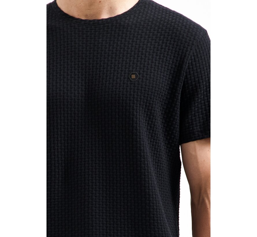 No Excess T-Shirt Crewneck Relief Jacquard Blocks Black (29360791 - 020)