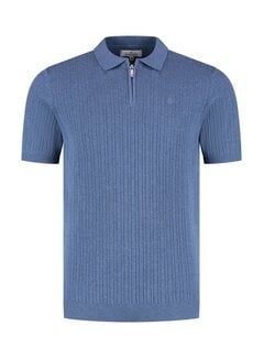 Fellows United Fellows United Polo Premium Structure Knit Mid Blue (61.3665 - 115)