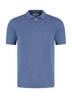 Fellows United Polo Premium Structure Knit Mid Blue (61.3665 - 115)
