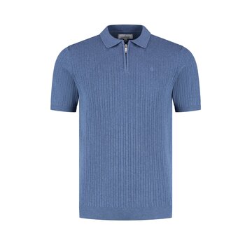 Fellows United Polo Premium Structure Knit Mid Blue (61.3665 - 115)