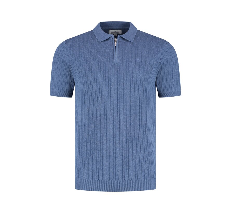 Fellows United Polo Premium Structure Knit Mid Blue (61.3665 - 115)