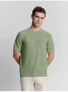 No Excess Pullover Short Sleeve Crewneck Solid Slub Knit Green (27230262 - 050)