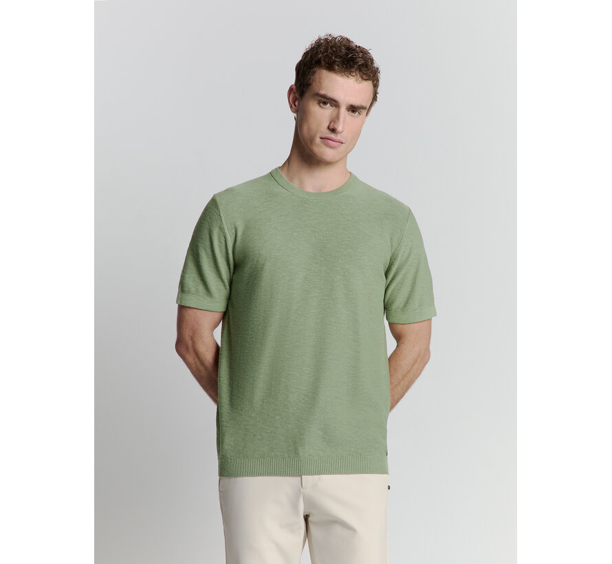 Pullover Short Sleeve Crewneck Solid Slub Knit Green (27230262 - 050)
