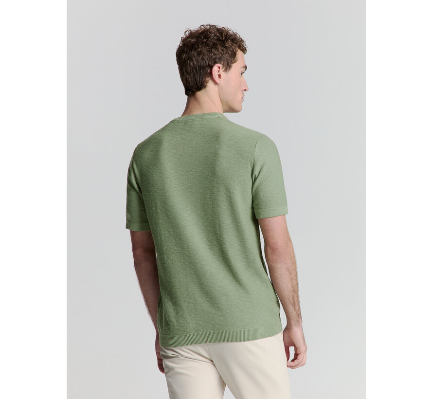 Pullover Short Sleeve Crewneck Solid Slub Knit Green (27230262 - 050)