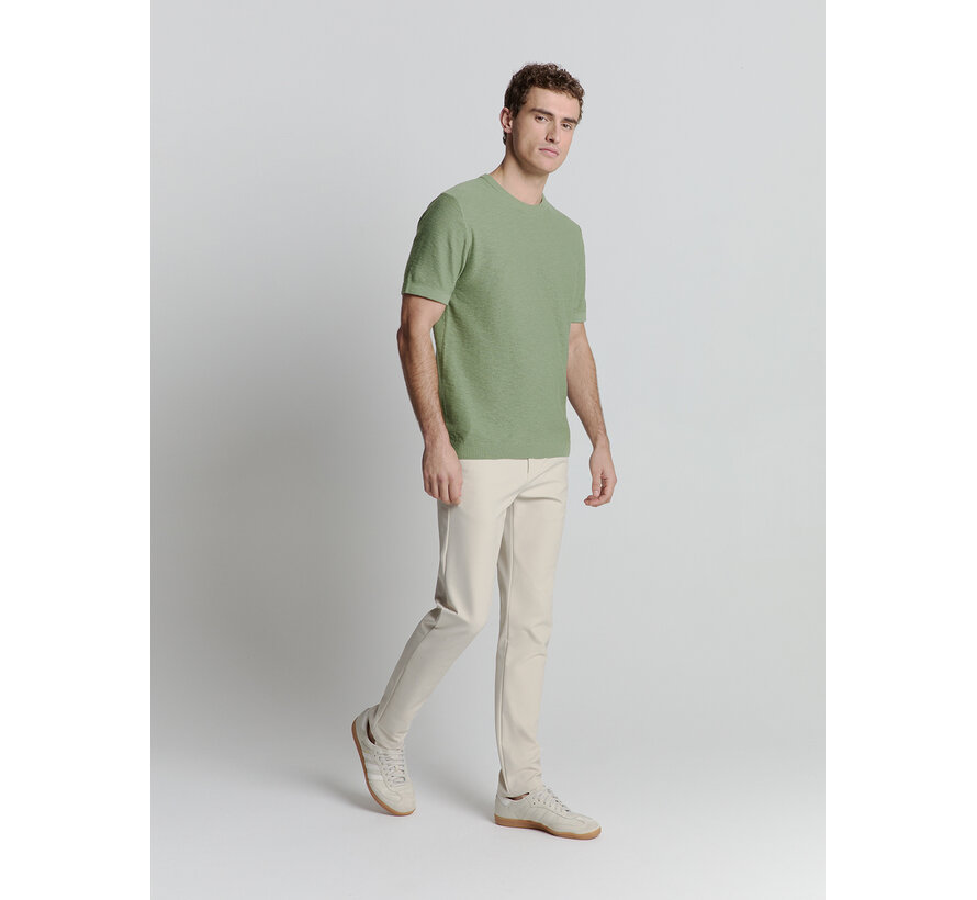 Pullover Short Sleeve Crewneck Solid Slub Knit Green (27230262 - 050)