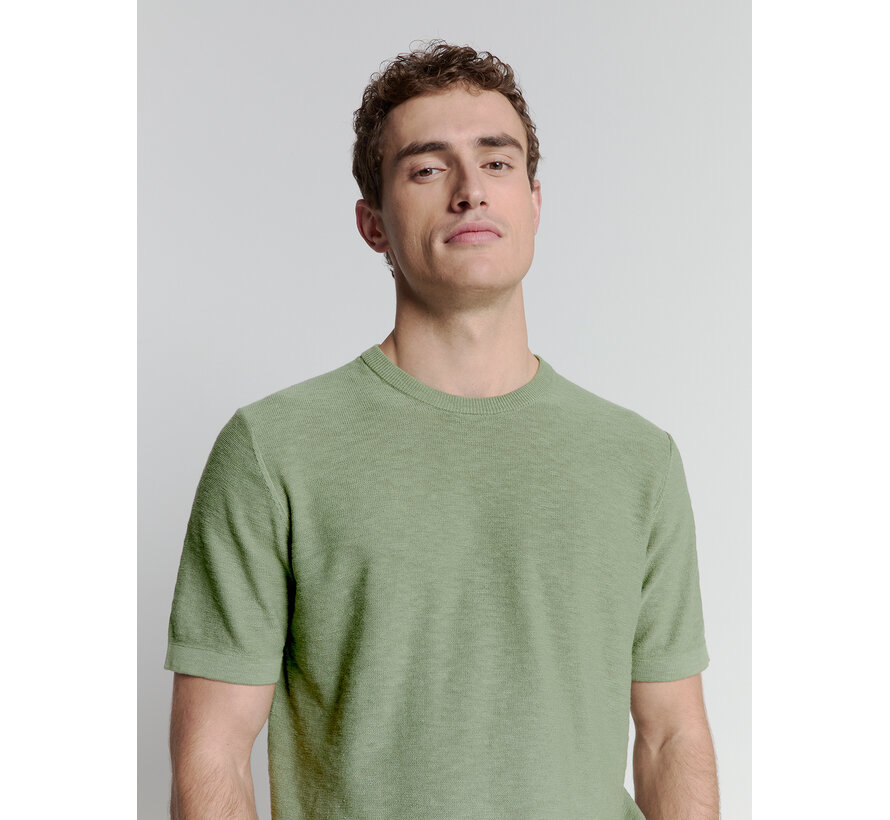 Pullover Short Sleeve Crewneck Solid Slub Knit Green (27230262 - 050)