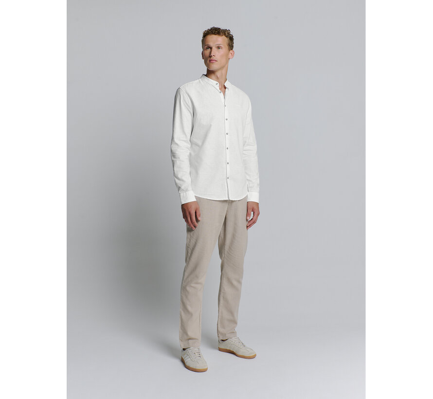 Shirt Granddad Solid With Linen White (27470218SN - 010)