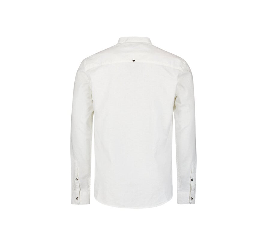 No Excess Shirt Granddad Solid With Linen White (27470218SN - 010)