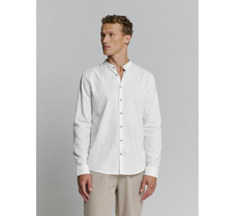 Shirt Granddad Solid With Linen White (27470218SN - 010)
