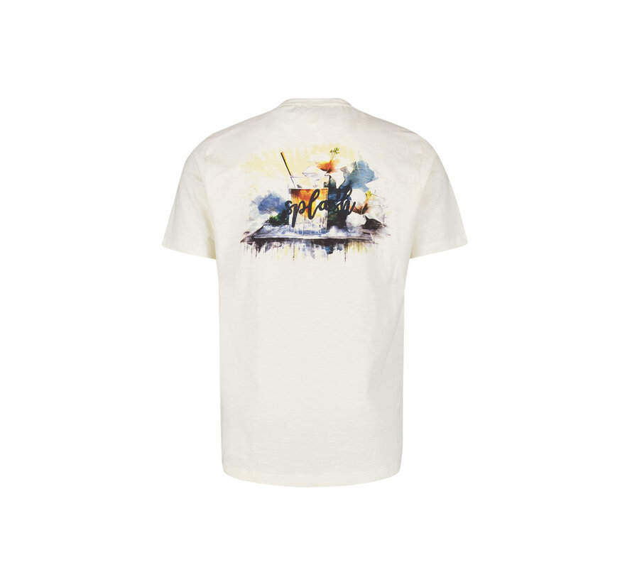 No Excess T-Shirt Crewneck Placed Prints Slub Natural (28350402 - 097)