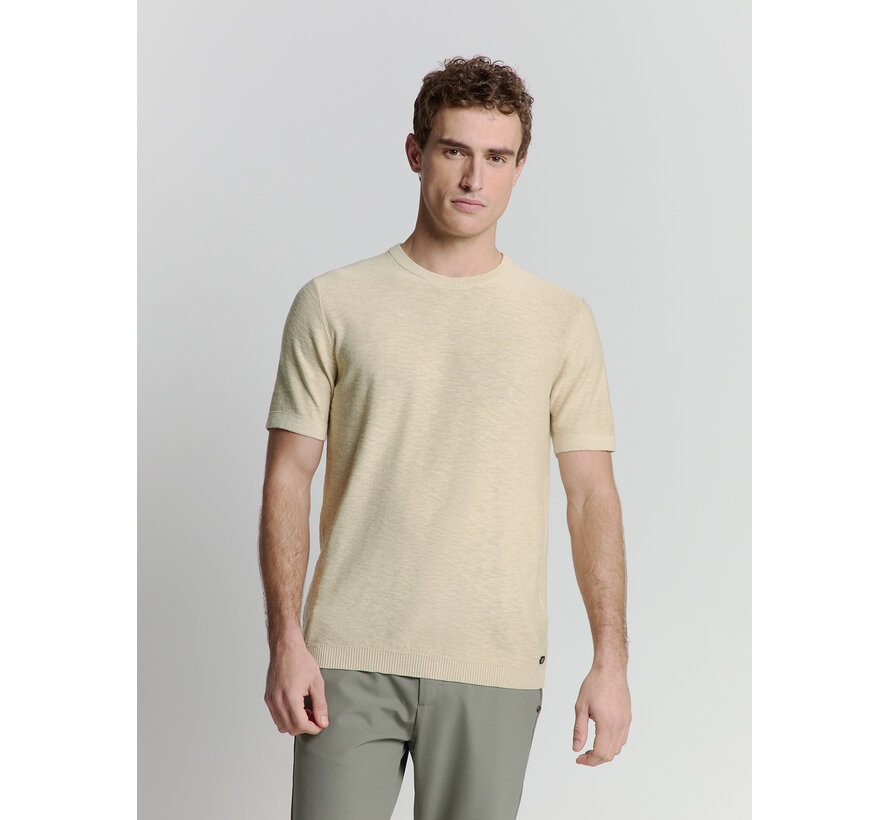 No Excess Pullover Short Sleeve Crewneck Solid Slub Knit Cement (27230262 - 122)