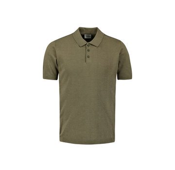No Excess Pullover Short Sleeve Polo Button Solid Dark Moss (27230354SN - 186)