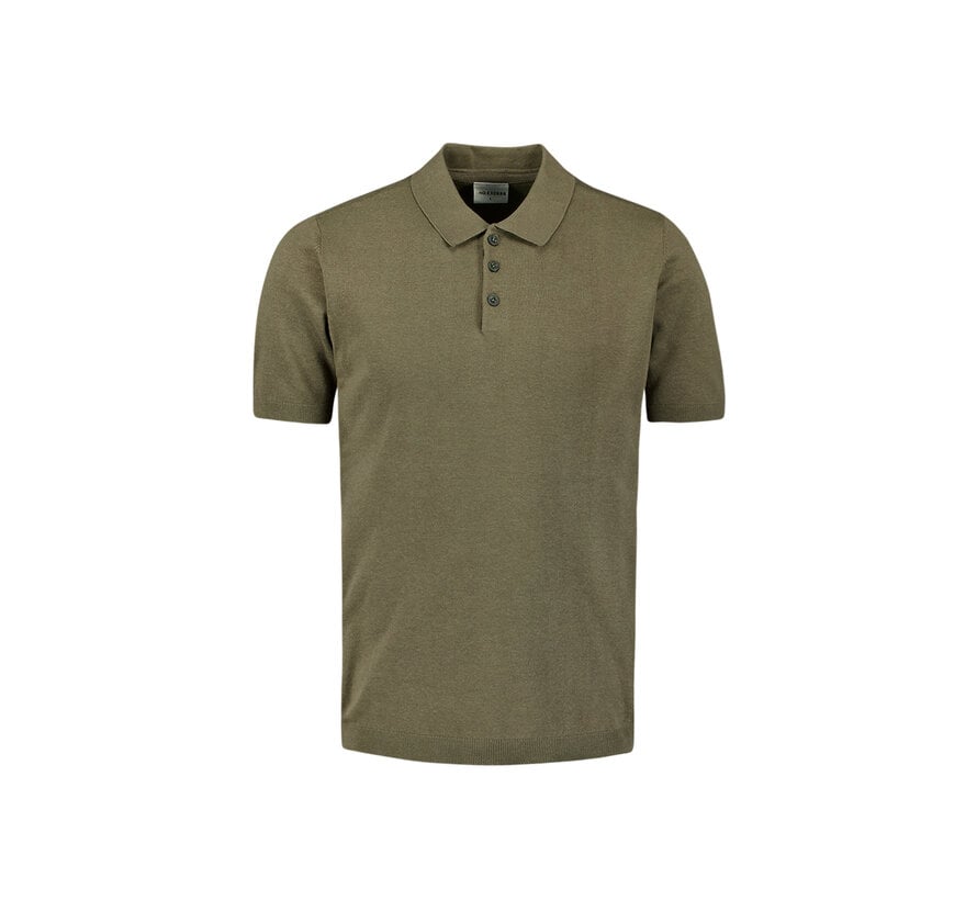 No Excess Pullover Short Sleeve Polo Button Solid Dark Moss (27230354SN - 186)
