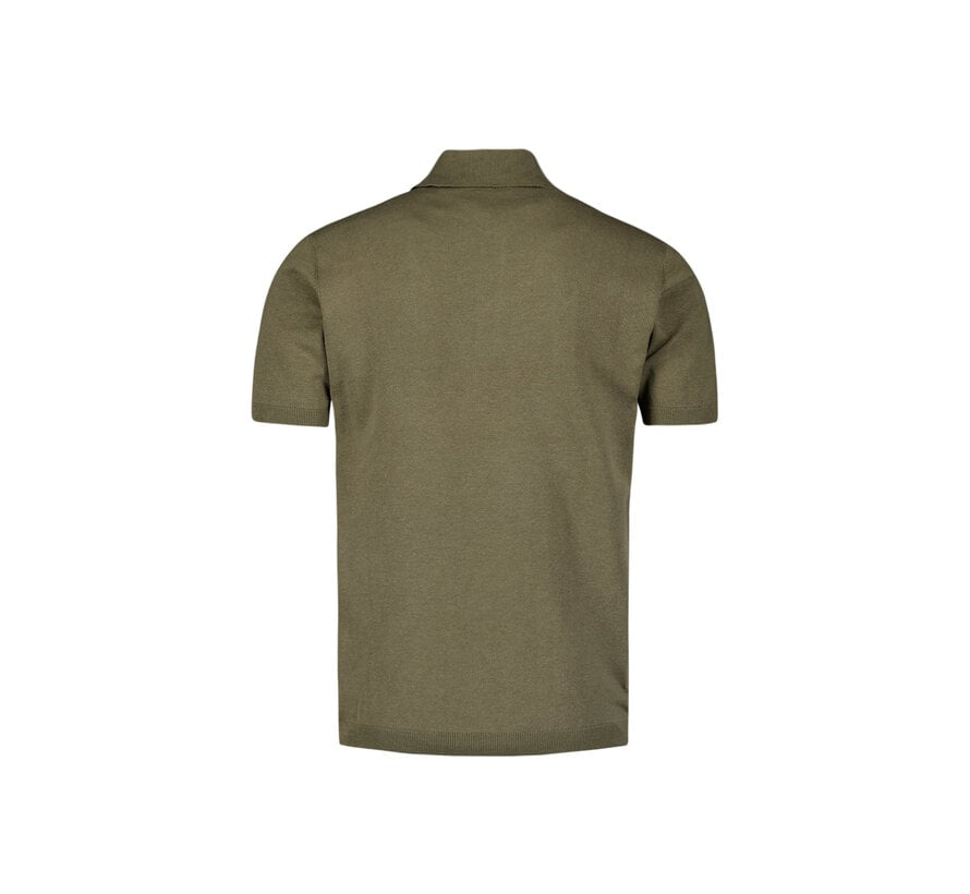 No Excess Pullover Short Sleeve Polo Button Solid Dark Moss (27230354SN - 186)