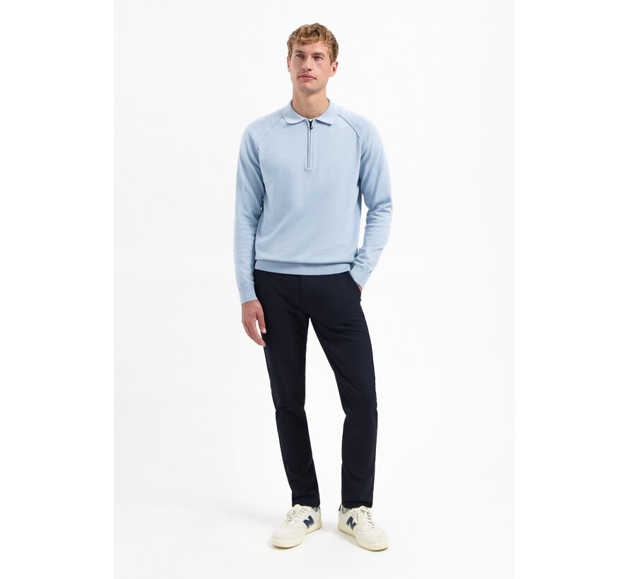 Pullover Polo Half Zip Solid Dusty Blue (29230962SN - 138)