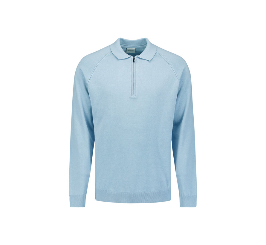 Pullover Polo Half Zip Solid Dusty Blue (29230962SN - 138)