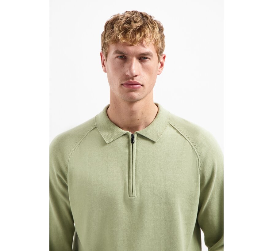 Pullover Polo Half Zip Solid Light Moss (29230962SN - 197)