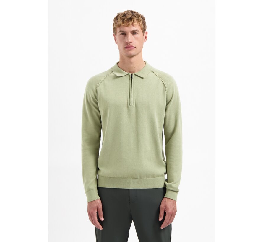 Pullover Polo Half Zip Solid Light Moss (29230962SN - 197)