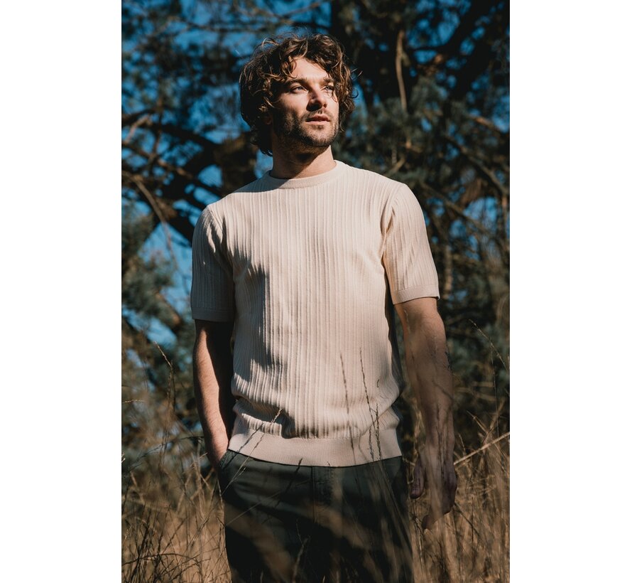 Knitted T-shirt TS Vertical Ecru (2401080205 - 203)