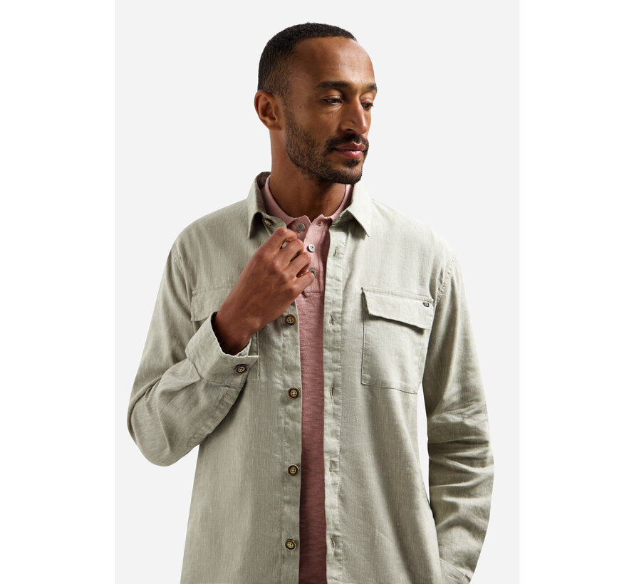 Overshirt Full Button 2-Tone With Linen Taupe (31510210 - 044)