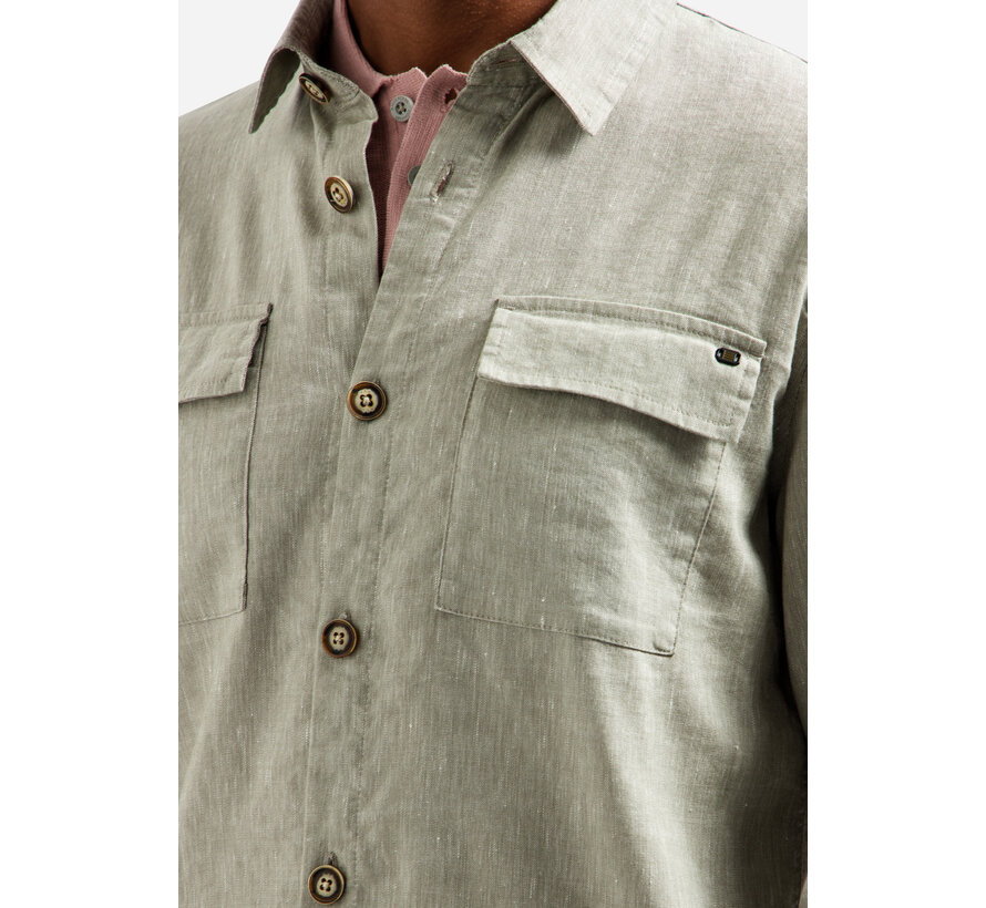 Overshirt Full Button 2-Tone With Linen Taupe (31510210 - 044)