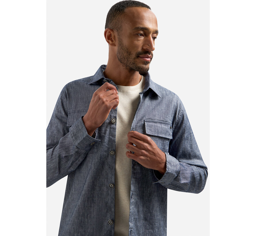 Overshirt Full Button 2-Tone With Linen Night (31510210 - 078)
