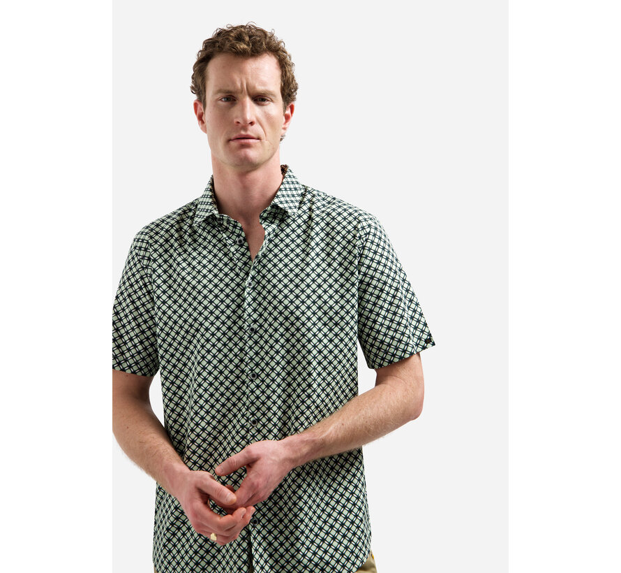 Shirt Short Sleeve Stretch Allover Printed Green (31490342 - 050)