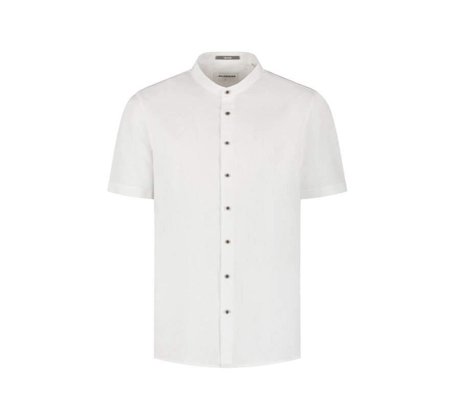 Shirt Short Sleeve Granddad With Linen White (31480326SN - 010)