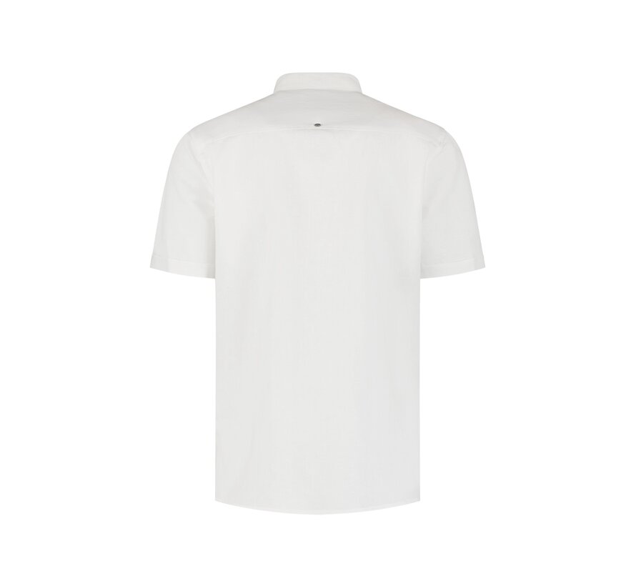 Shirt Short Sleeve Granddad With Linen White (31480326SN - 010)