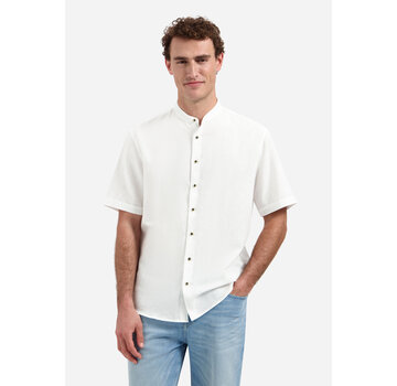 No Excess Shirt Short Sleeve Granddad With Linen White (31480326SN - 010)