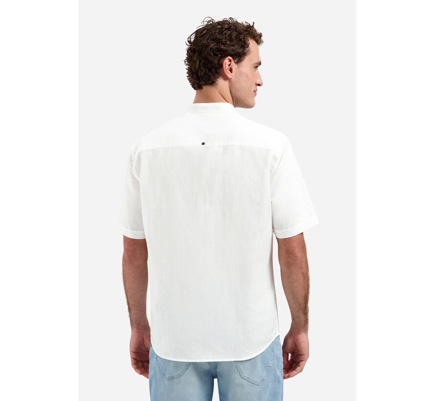 Shirt Short Sleeve Granddad With Linen White (31480326SN - 010)