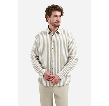 No Excess Overhemd Vertical Big Stripe With Linen Taupe (31470224 - 044)
