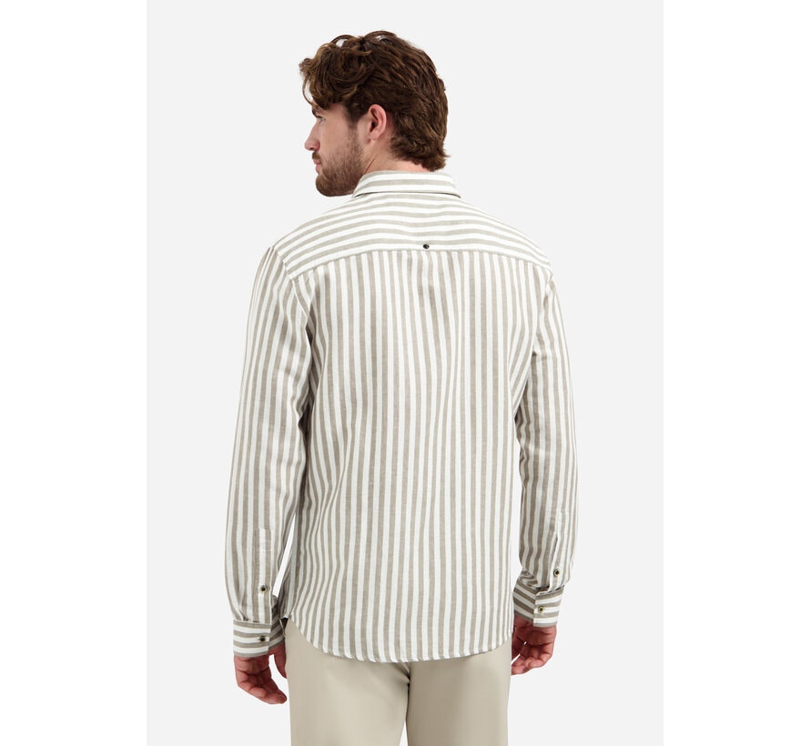 Overhemd Vertical Big Stripe With Linen Taupe (31470224 - 044)